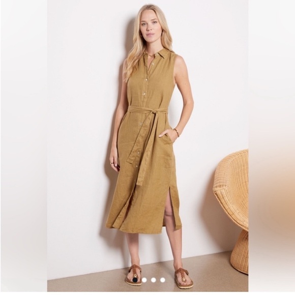 Faherty Dresses & Skirts - NWT! FAHERTY Women SMALL 100% Linen Sleeveless Laguna Dress Shirtdress Belted